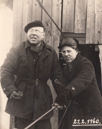 Husband Edwin Marks (left) with a colleague at work at the mine in 1960