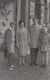 Jaroslav Jirman (second from right) with his mother, sister and brother in Trutnov, 1960s