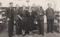 Paternal grandfather Celestýn (second from right), owner of a weaving mill in Hronov