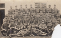 My maternal grandfather in the army during the First World War (grandfather marked with a cross in the photo)