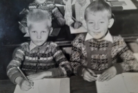 Miloslav Douša with a classmate in the second grade