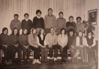 Ninth grade school photo. Antonín Křoustek is the tallest in the back row in the middle