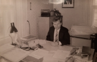 Miloslav Douša in the office of the mayor of the municipality at the town hall, 1998