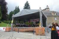 Alexander Papageorgiou with his son, grandson, wife, daughter, granddaughter and daughter-in-law during the Folkmáj festival, 2022