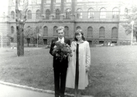 Alois Křišťan, after graduation with his sister Jana (1980)