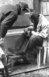 Allen Ginsberg in Prague photographed by Jiří Stivín, 1965