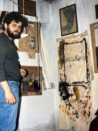 Ivo in his brother's studio in Žabčice, photographed by Zdeněk Sedláček, 1985