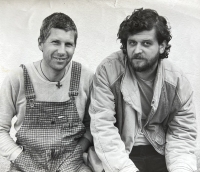 Otmar Oliva and Ivo Sedláček, discussing a future exhibition