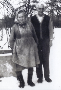 Grandparents Silvestr Kresa and Marie Kresová, Žabčice, mid-1970s