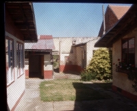 Back yard in Žabčice, with the studio at the back right
