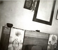 Studio in Žabčice; folding bed with assemblages