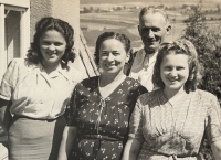 Dostálek family, parents Václav and Emílie, daughters Marta and Emílie, 1943