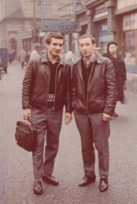 Jan Mosebach (right) with a friend in Prague, 1965