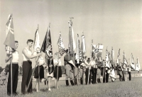 The arrival of the Sokol members during a meeting in Vienna, 1956, author of the photo Tony Vecera