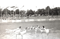 Sokol gymnasts from New York, gymnastic routine Vienna 1956, photo by  Tony Vecera
