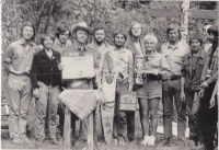 Dieter Neumann (far left) in an outdoor camp, 1970s