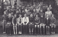 Dieter Neumann (standing second from left, holding banknotes), early 1950s