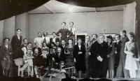 Amateur theatre performance School Is a Basis of Life, witness fourth from the right, 1941