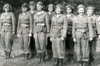 Růžena de Weij, then Kollner, (second from left) as a volunteer firefighter