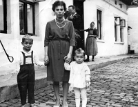 Vilém Lasák's wife with son Jiří and daughter Irena, 1962