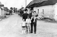 Vilém Lasák with family in Svoboda u Štěpánkovic, mid-1960s