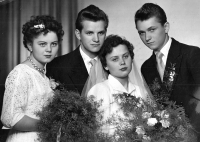 Vilém Lasák with wife Hilda in their wedding photo, 1958