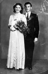 Adéla Lasáková as a bridesmaid at a relative's wedding, early 1950s