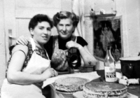 Adéla Lasáková (left) as a wedding cook, probably 1970s