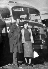 Adéla Lasáková with husband Jiří on a trip, 1960s