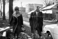 Adéla Lasáková with husband Jiří in Oldřišov, 1970s