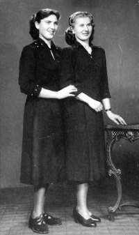 Adéla Lasáková (left) with friend, 1950s
