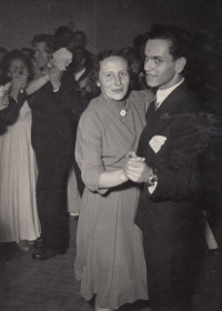 Josef Švehla at the graduation ball with his mother in 1956