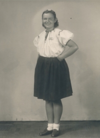 Bohuslava Slobodová as a Sokol member at the 1948 Sokol meeting