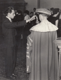 Josef Švehla's university oath in 1958