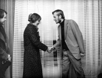 Milan Weber with artist Adriena Šimotová, Ostrava, Theatre of Music, 1980