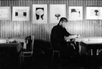 Milan Weber in the Theatre of Music, exhibition by Vladimír Komárek, Ostrava, March 1973