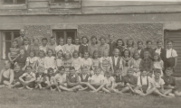 At the primary school in Bernartice, the  witness is in the top row, sixth from the left
