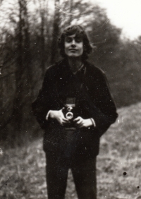 Miroslav Drábek with a camera, Ostrov nad Ohří, 1980s