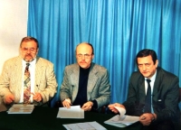 Miroslav Štrobl as a presenter for the Cabel Plus television company, 1990s