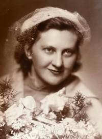 Marie Šteflová at her wedding in 1955