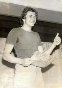 Michal Hecht at a solo performance at the Luks Theatre in Pilsen, 1980s
