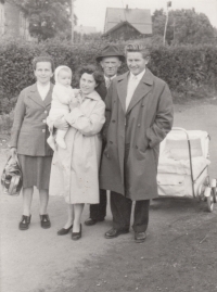 From left: mother Anna Nývltová, witness with her son František, father Karel Nývlt and husband František Janata, 1960s