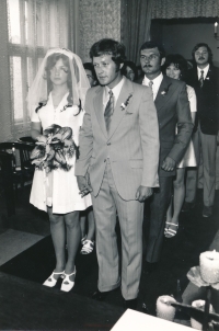 Wedding photograph of Jana Poláková's parents, Byšice, 1973