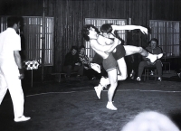 Václav Scheiner during the training of the Greco-Roman match, 1970s