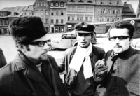 František Lipenský (left) with his friends - poet Stanislav Holub (centre) and museum restorer Petr Charvát (right), 1960s