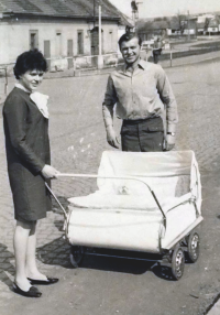 With husband and children, 1969