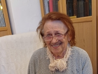 Zdena Žajglová, 2024, during filming for Stories of Our Neighbours