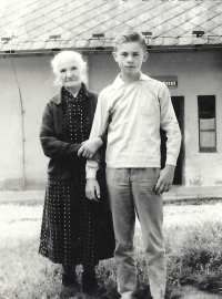 Vladimír Kučera with grandmother Anna Žýla, undated
