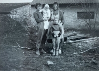 With mother Kateřina Indráková and children Milan and Jitka, Olbramovice, about 1961