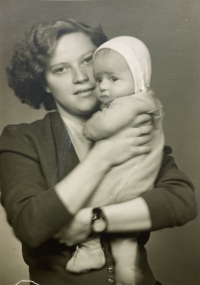 With son Milan, about 1957